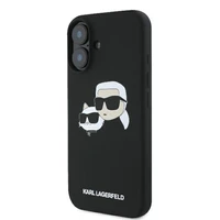 Karl Lagerfeld silikona Nauble Heads Print magnētiskais viedtālruņa apvalks iPhone 16 - melns