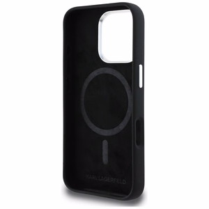 Karl Lagerfeld Silikona Karl&Choupette Sketch MagSafe Maciņš for iPhone 16 Pro - melns