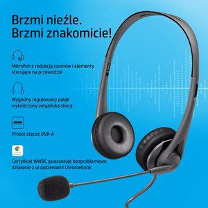 HP Stereo USB austiņu komplekts G2 vadu galvas lencis birojam/zvanu centram melns
