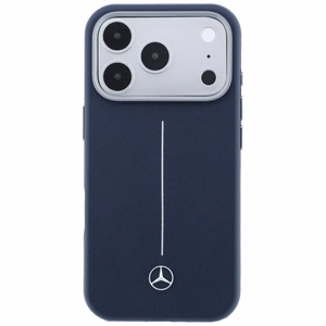 Mercedes кожаный Iconic Line MagSafe чехол iPhone 17 Pro Max - темно-синий