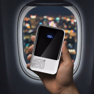 Ārējā baterija 20 000mAh, 2x USB, 1x USB-C 22,5W, QC4+, LCD ekrāns, balta