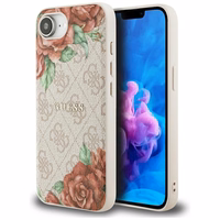 Guess 4G Flowers Print magnētiskais viedtālruņa apvalks iPhone 16e - rozā
