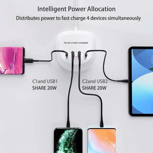 Ceļojumu lādētājs T3P+ - 2xType C + 2xUSB - QC + PD 40W balts