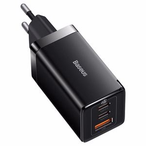 Sienas lādētājs Baseus GaN5 Pro 2xUSB-C + USB, 65W (melns)