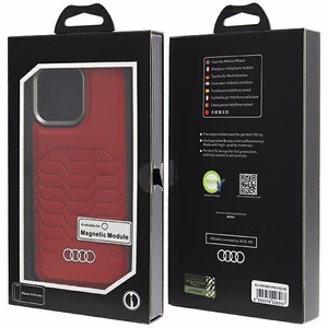 Audi sintētiskās ādas apvalks ar MagSafe iPhone 15 Pro Max – sarkans