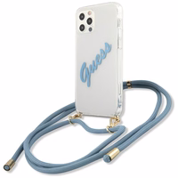 Guess GUHCP12LCRTVSBL iPhone 12 Pro Max 6.7" zils/zils cietais apvalks Script Vintage