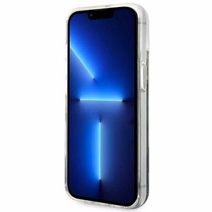 Guess GUHCP14SLFLSB iPhone 14 6.1 "zils cietais apvalks Flower Liquid Glitter