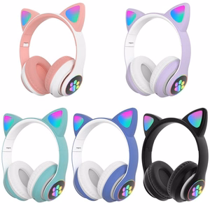 Bērnu Bluetooth LED austiņas / kaķa ausis, melnas