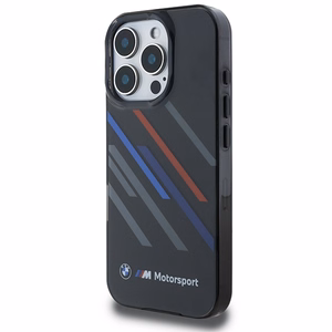 BMW Motosport IML nejaušas svītras iPhone 16 Pro Max apvalks - melns