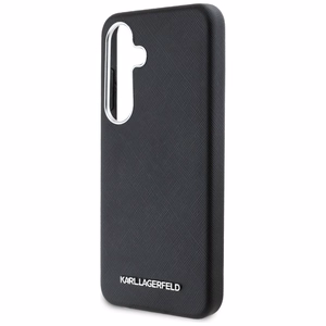 Karl Lagerfeld Saffiano Pilnībā Apvīts Pagarināts Metāla Logotips Magnētiskais viedtālruņa apvalks Samsung Galaxy S25 - melns