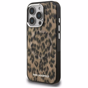 Karl Lagerfeld IML leoparda raksts magnētiskais apvalks iPhone 16 Pro Max - brūns