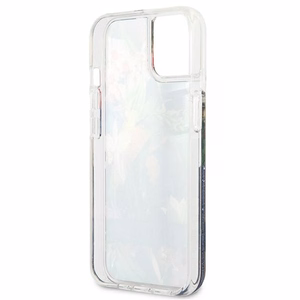 Guess GUHCP13SLFLSB iPhone 13 mini 5.4" zils cietais apvalks ziedu šķidrs spīdums