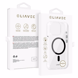 Liavec Spīdīgs Magnētiskais Caurspīdīgs viedtālruņa apvalks Iphone 15 Pro melna