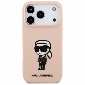 KARL LAGERFELD viedtālruņa apvalks IPHONE 17 Pro Max ar MagSafe saderīgs (silikona ar KL zīmējumu un logotipu) - rozā