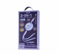 KABELIS REMAX LINON SERIES 66W 3IN1 USB-C/MICRO/LIGHTNING RC-C029 PURPLE