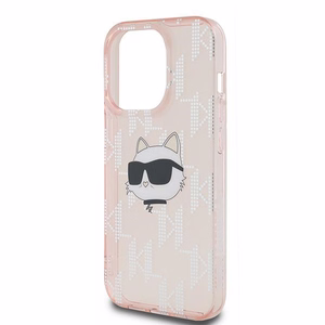 Karl Lagerfeld IML Choupette galvas un monogrammas apvalks iPhone 13 Pro / 13 - rozā