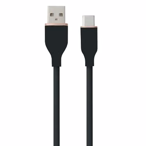 Силиконовый кабель USB Type-A - Type-C, чёрный, 1m