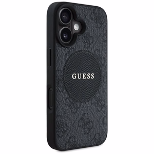 Guess 4G Circle Classic Logo Magnētiskais viedtālruņa apvalks iPhone 16 - melns