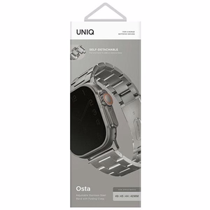 Uniq Osta nerūsējošā tērauda siksniņa for Apple Watch 1/2/3/4/5/6/7/8/SE/SE2/Ultra 42/44/45/49mm - sudraba