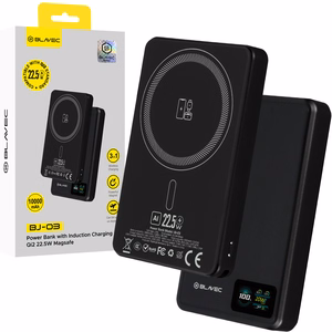 Blavec portatīvais lādētājs 10000mAh BJ-03 Slim 13,5mm - Type C - 22,5W magnētisks Magsafe 3 in 1 (PBBJ03-MC10B) melns alumīnijs