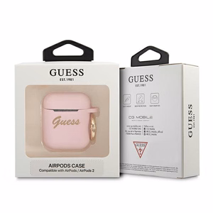 Guess GUA2SSSI AirPods cover pink/pink Silicone Vintage Script