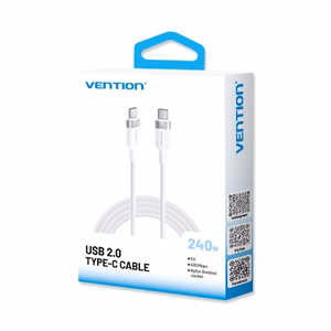 Vention USB-C uz USB-C 2.0 PD 3.1 5A 240W 2 m balts kabelis