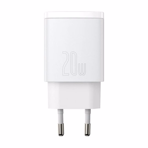 Baseus kompaktais lādētājs USB / USB Type-C 20W 3A Power Delivery Quick Charge 3.0 balts (CCXJ-B02)