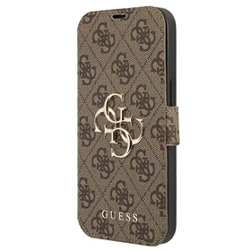 Guess GUBKP13X4GMGBR iPhone 13 Pro Max 6.7" brūns/brūns grāmatas tipa apvalks 4G Big Metal Logo