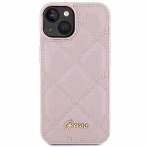 Guess Quilted Metal Logo viedtālruņa apvalks iPhone 15 - rozā