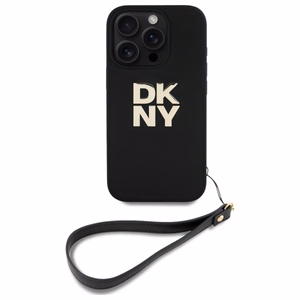 DKNY Wrist Strap Stock Logo viedtālruņa apvalks iPhone 16 Pro Max - melns