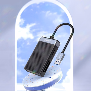Orico CL4D-A3 atmiņas karšu lasītājs USB-A 3.0, SD/microSD/CF/MS, 5 Gbps – melns ar sudraba krāsu