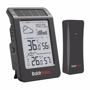 BALDRTHERM B0596WT2H2P-V1 ar saules enerģiju darbināma meteoroloģiskā stacija, melna