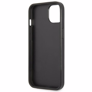 Guess GUHCP13SPSATLK iPhone 13 mini 5.4 viedtālruņa apvalks, melns, ciets, ar Saffiano trīsstūra logotipu