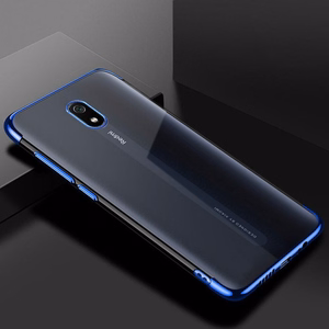 Xiaomi Redmi 8A - caurspīdīgs zils Gel TPU apvalks ar elektroapkalējuma rāmi