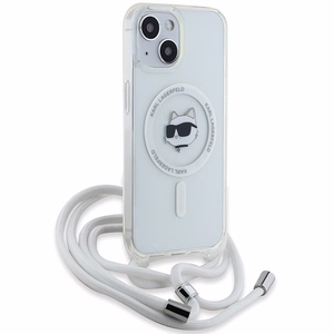 Karl Lagerfeld IML Choupette Head & Cord Magnētiskais viedtālruņa apvalks iPhone 14 / 13 / 15 - caurspīdīgs
