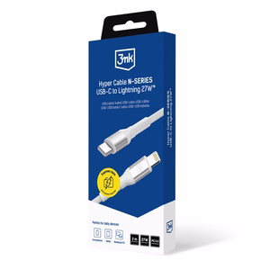 3mk Hyper Cable N-SERIES USB-C / Lightning 2m PD 3.0 9V / 3A 27W - balts