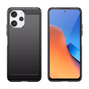 Elastīgs oglekļa raksta viedtālruņa apvalks Xiaomi Redmi 12 Carbon Case - melns