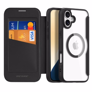 Dux Ducis Skin X Pro iPhone 16 viedtālruņa apvalks ar MagSafe un atveramu vāciņu - melns