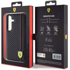 Ferrari Carbon Printed Line viedtālruņa apvalks Samsung Galaxy S24 - melns