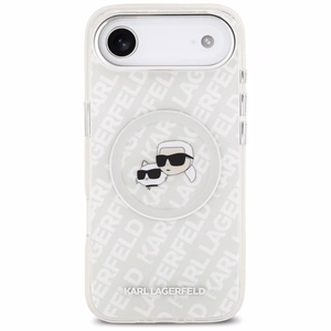 Karl Lagerfeld IML Mirdzošais Karl & Choupette Heads Logo magnētiskais viedtālruņa apvalks iPhone Air - pelēks