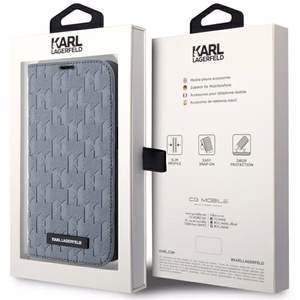 Karl Lagerfeld KLBKP14XSAKLHPG iPhone 14 Pro Max 6.7" Viedtālruņa apvalks sudraba sudraba Saffiano Monogrāms