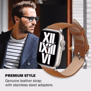 Crong Noble Band dabīgās ādas siksniņa Apple Watch 44 / 45 / 46 / 49 mm, mokas krāsā