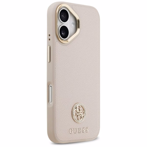 GUESS magnētiskais viedtālruņa apvalks IPHONE 17, savietojams ar MagSafe GUHMP17SPGCRMDEP (PU apvalks ar graudainu Strass logotipu) rozā