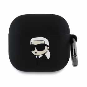 Karl Lagerfeld silikona Karl galvas 3D apvalks AirPods 4 - melna