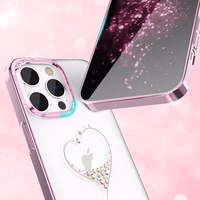 Kingxbar Wish Series silikonais viedtālruņa apvalks iPhone 14 Plus ar Swarovski kristāliem rozā krāsā