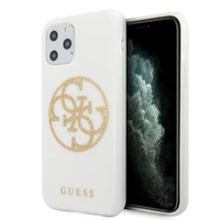 Guess GUHCN65TPUWHGLG iPhone 11 Pro Max balts cietais apvalks Glitter 4G Circle Logo