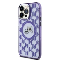 Karl Lagerfeld IML Monogram Karl & Choupette Head MagSafe apvalks iPhone 15 Pro Max - violets