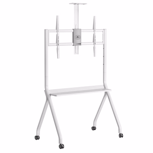 Maclean TV stand / cart, camera shelf, on casters, 55-100", max load 120kg/10kg shelf, max. VESA 900x600, balts, MC-114 W
