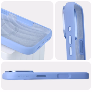 Liavec Silky vāciņš ar metāla kameras ietvaru, paredzēts iPhone 18 Pro/17 Pro, gaiši zils