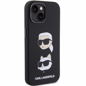 Karl Lagerfeld Silikona Karl&Choupette Head apvalks viedtālrunim iPhone 15 Plus / 14 Plus - melns
